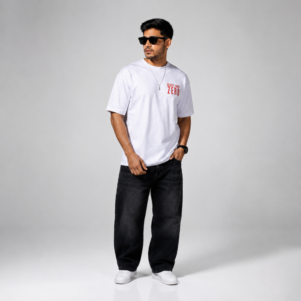 Drapes corner white oversized T shirt